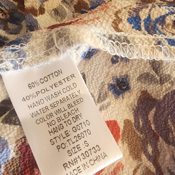 Umgee Mini Shift Dress Tunic Small Keyhole Neckline Floral Boho Festival - Picture 6 of 6